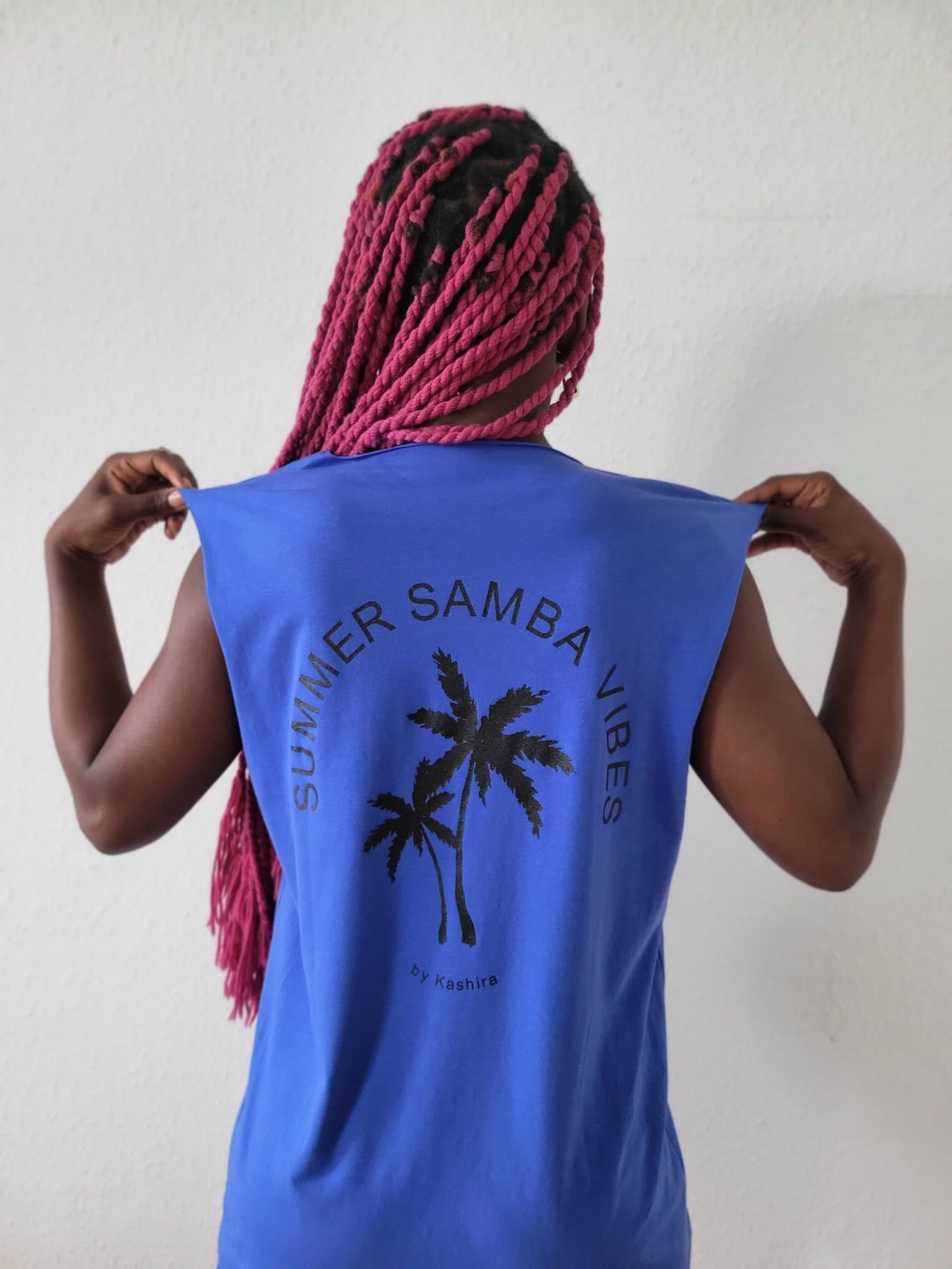 Sleeveless T-shirt PALMS Blue-2