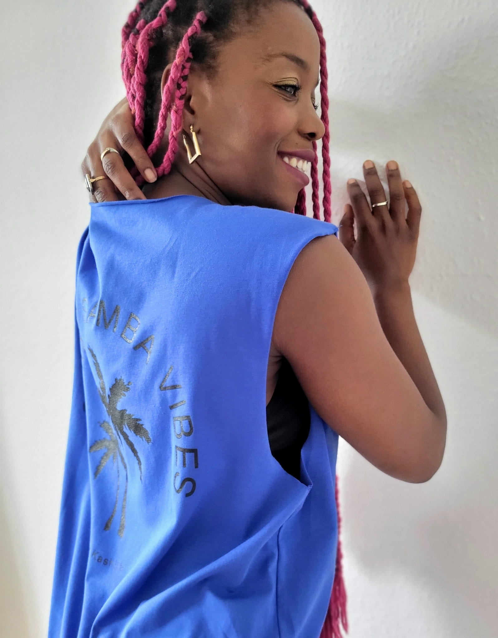 Sleeveless T-shirt PALMS Blue-4