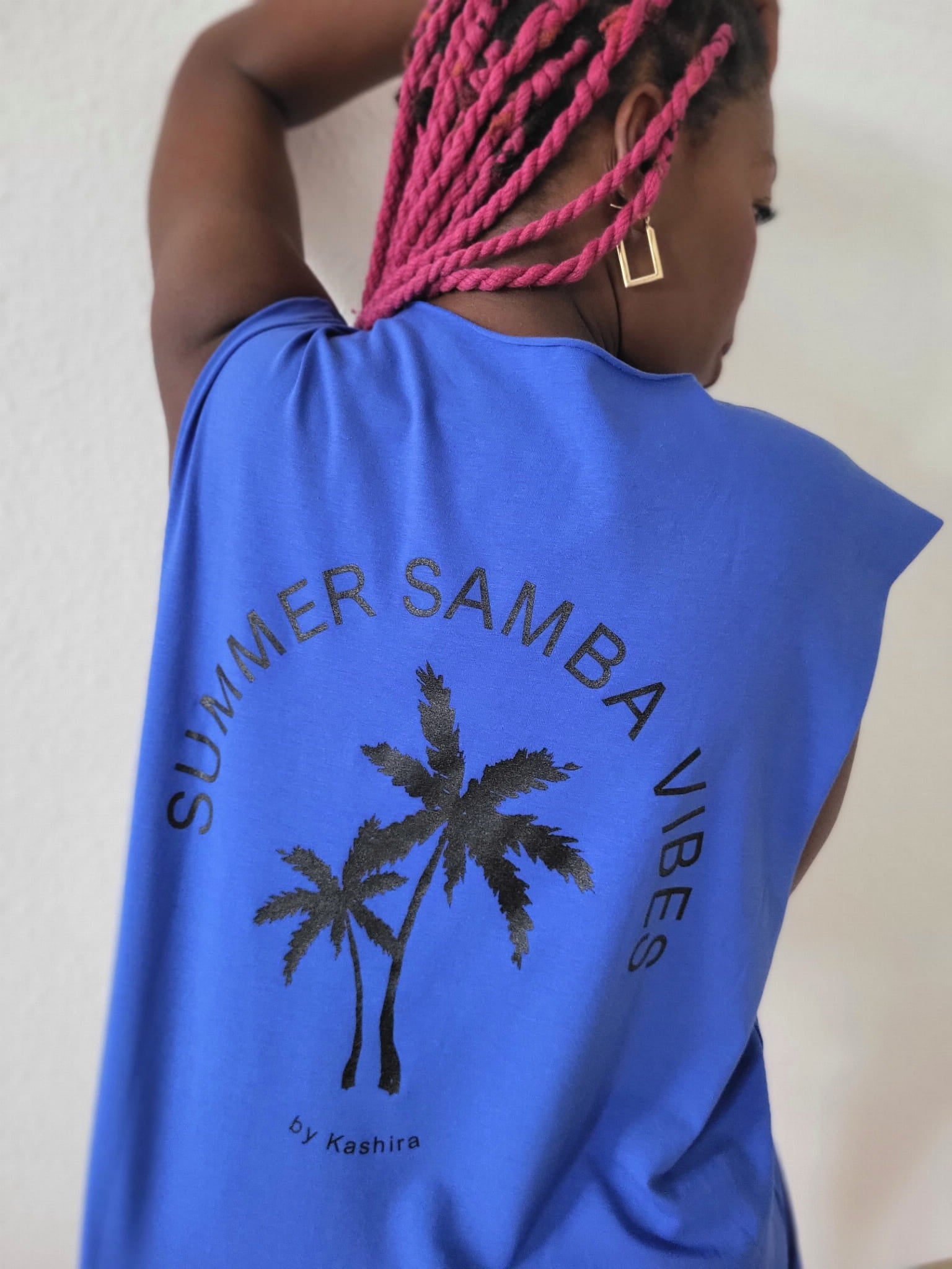 Sleeveless T-shirt PALMS Blue-3