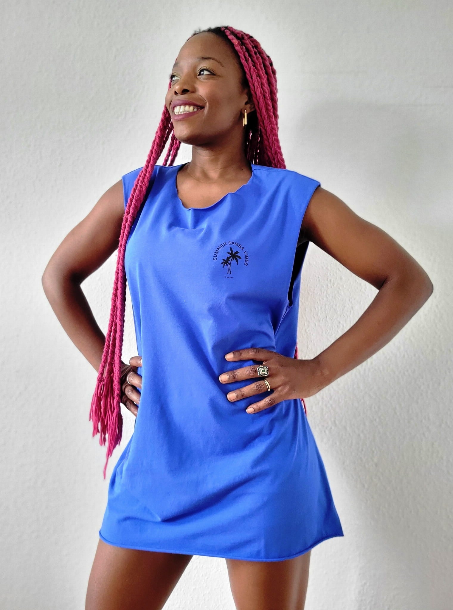 Sleeveless T-shirt PALMS Blue-1