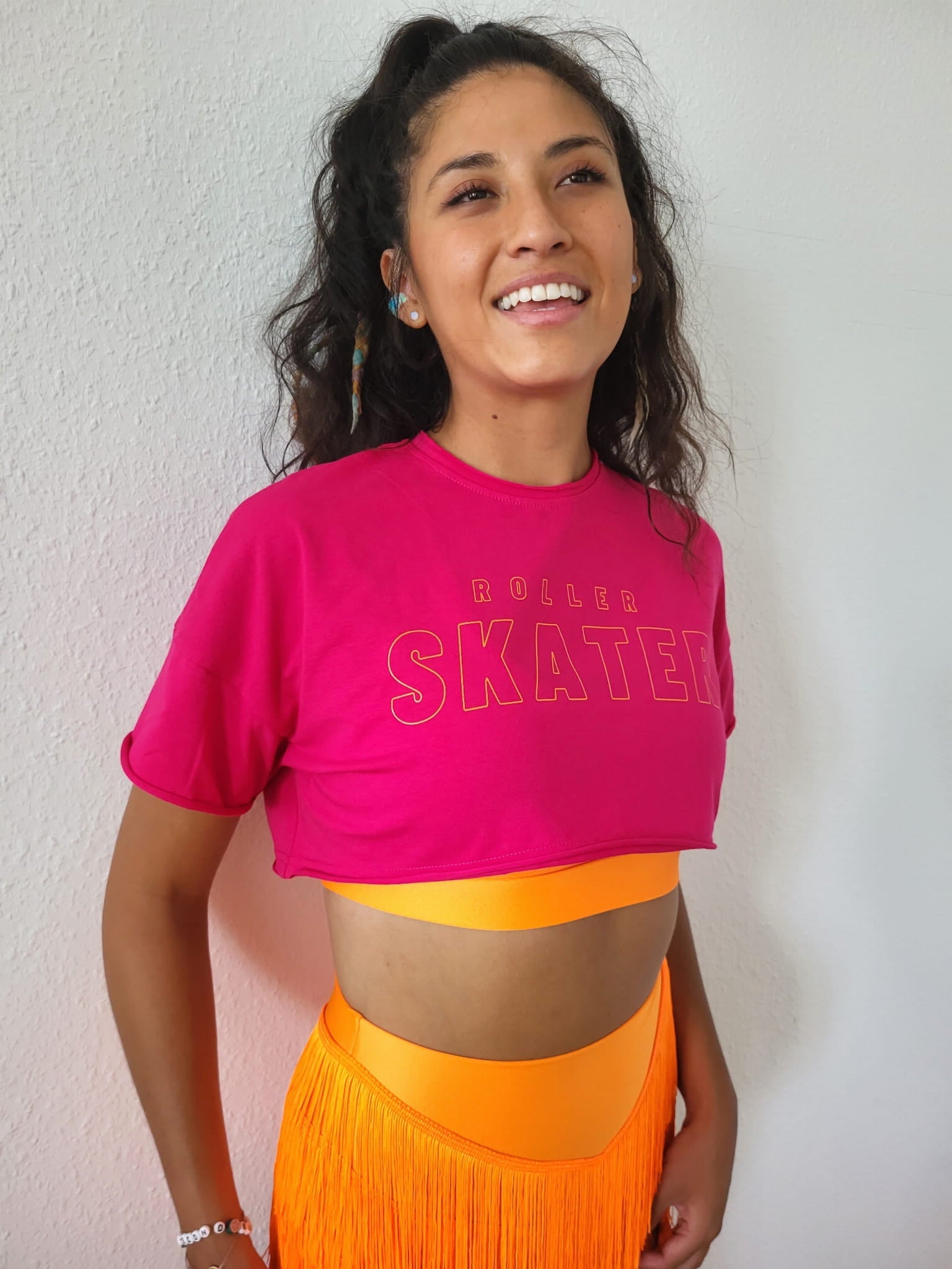 Crop Top ROLLER SKATER Pink/Orange-3