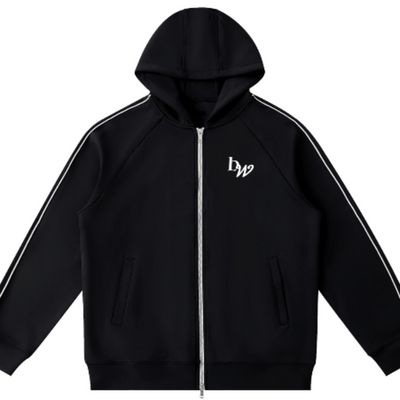Sudadera con capucha y cremallera de manga raglán de peso pesado