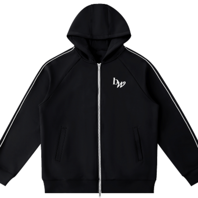 Sudadera con capucha y cremallera de manga raglán de peso pesado