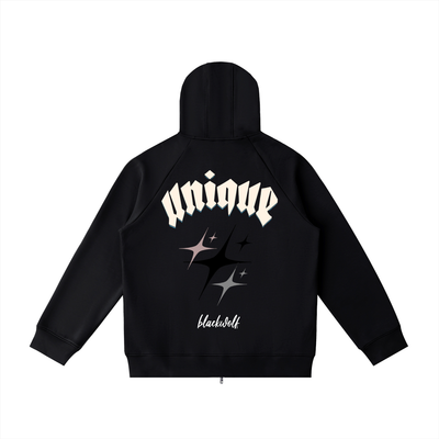 Sudadera con capucha y cremallera de manga raglán de peso pesado — vista alternativa